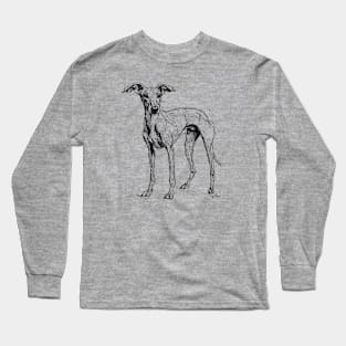 Greyhound ballpoint pen drawing Long Sleeve T-Shirt